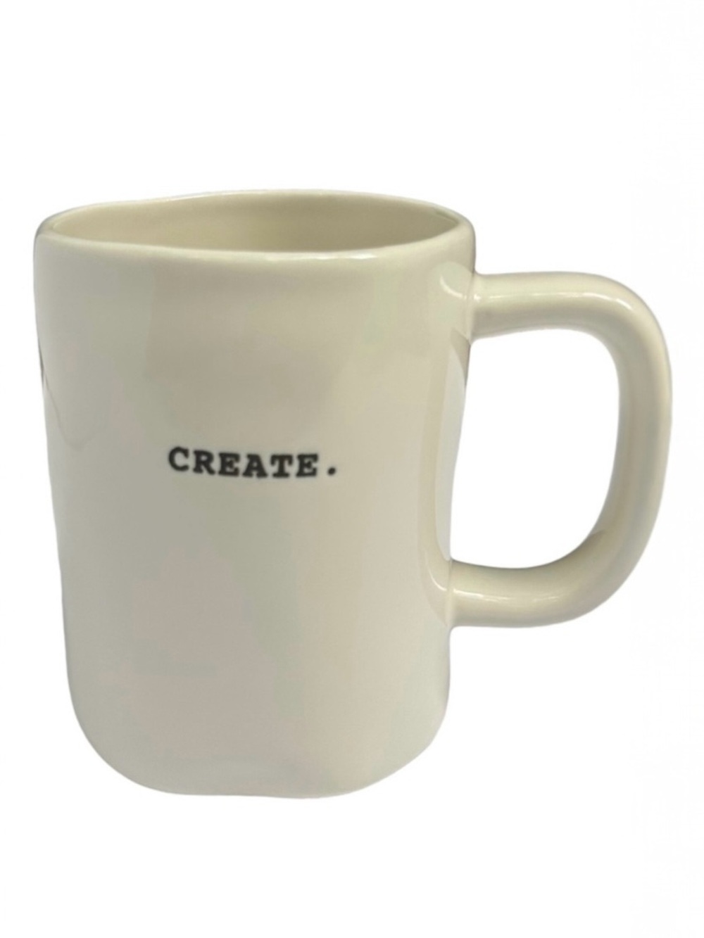 Rae Dunn CREATE Mug Coffee Tea White with Black Typewriter Letters NWT 2017 OG